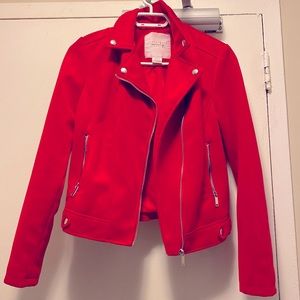 Streetwear society bright red moto jacket